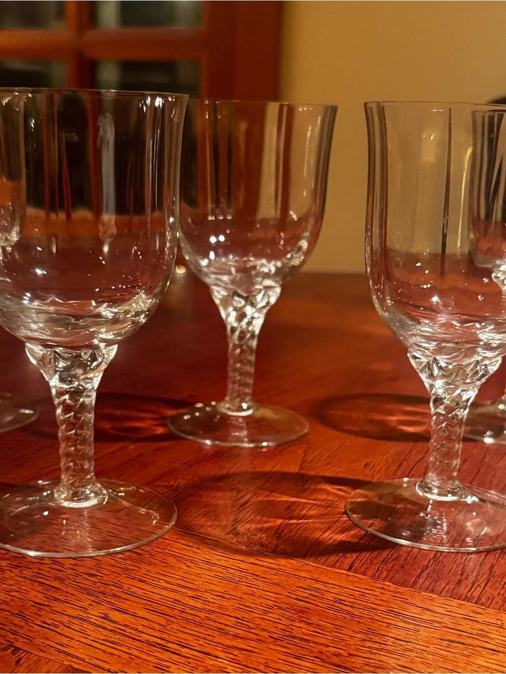 Vintage Crystal Air Twist Stem Wine Goblets Set of 5